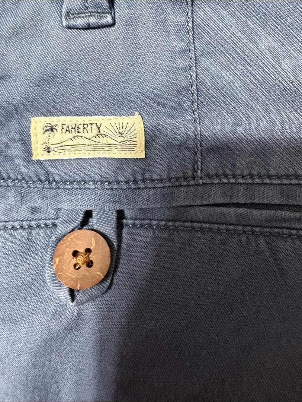 Men's Faherty Blue Organic Cotton Tencel Blend 8” Casual Shorts 36